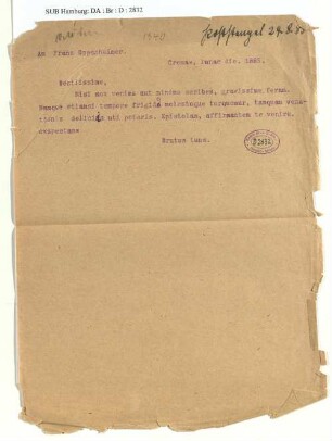 Brief an Franz Oppenheimer