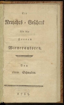 Ein Neujahrs-Geschenk für die Herren Wienerautoren