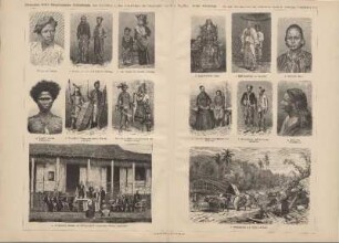h. Bewaffnete Männer von Borneo (Dayak) und Nias
