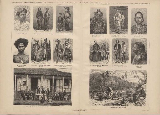 h. Bewaffnete Männer von Borneo (Dayak) und Nias