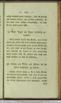 48. Lutum, um Gläser und Helme, die im Feuer aushalten, zu lutiren