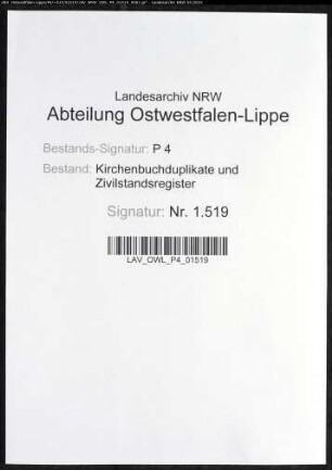 Kirchenbuchduplikate der katholischen Gemeinde (GHT 1821). (Gemeinde: Benninghausen, katholische Gemeinde)