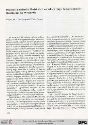 Dekoracja malarska Godzinek francuskich (mps. 924) ze zbiorów Ossolineummwe Wrocławiu