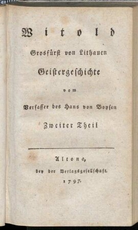 2: Witold Grosfürst von Lithauen. Zweiter Theil