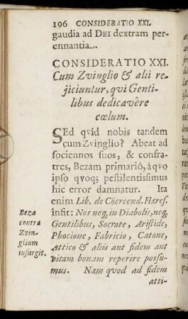 Consideratio XXI. Cum Zvinglio & alii rejiciuntur, qui Gentilibus dedicavere cœlum.