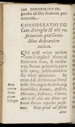 Consideratio XXI. Cum Zvinglio & alii rejiciuntur, qui Gentilibus dedicavere cœlum.