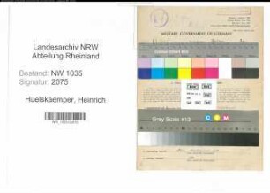 Entnazifizierung Heinrich Huelskaemper , geb. 18.02.1911 (Werkmeister)