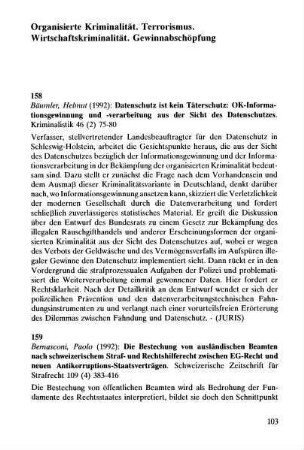103-118, Organisierte Kriminalität. Terrorismus. Wirtschaftskriminalität. Gewinnabschöpfung