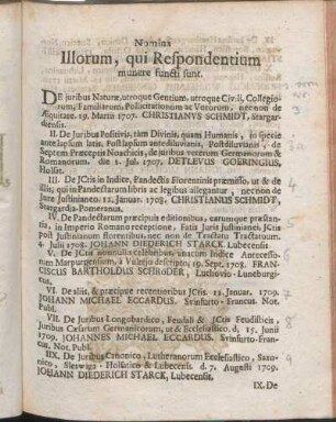 Nomina Illorum, qui Respondentium munere functi sunt.