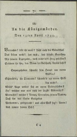 55. An die Königsmörder. Den 13ten April 1793.