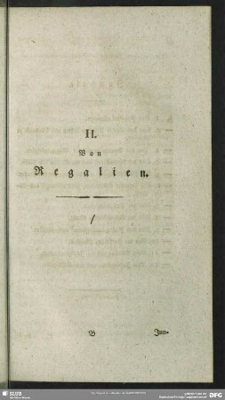 II. Von Regalien