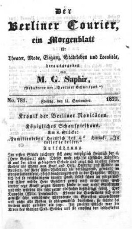 No. 781, Freitag, den 11. September 1829