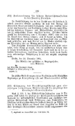 Erlangung des Berechtigungsscheins zum einjährigen freiwilligen Militairdienst für Zöglinge der Provinzial-Gewerbeschulen : [III. Gymnasien und Realschulen]