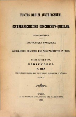 Geschichtschreiber der husitischen Bewegung in Böhmen. 2