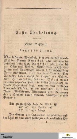 I. Abschnitt: Natürliche Beschaffenheit