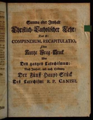 593-640, Summa oder Innhalt Christlich-Catholischer Lehr, [...]