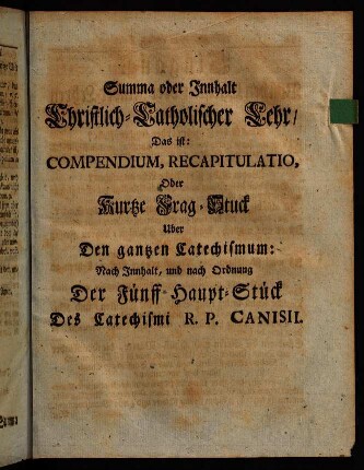 593-640, Summa oder Innhalt Christlich-Catholischer Lehr, [...]