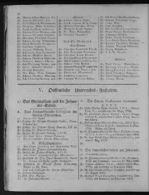 V. Oeffentliche Unterrichts-Anstalten.