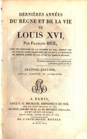 Dernières années du règne et de la vie de Louis XVI