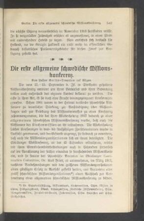 Die erste allgemeine schwedische Missionskonferenz