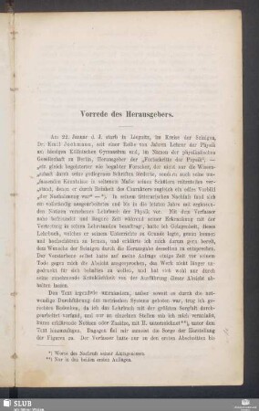 Vorrede des Herausgebers