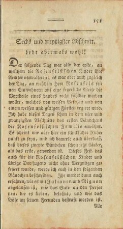 Sechs und dreyßigster Abschnitt. Lebt abermahls wohl!