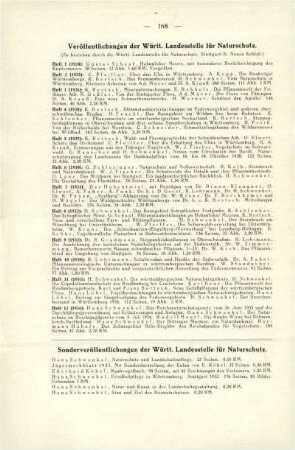 Sonderveröffentlichungen der Württ. Landesstelle für Naturschutz