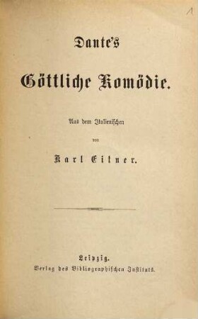 Dante's Göttliche Komödie, [1]. Die Hölle