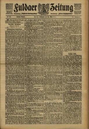 Erste Ausgabe vom Mittwoch, den 24. Mai 1911.