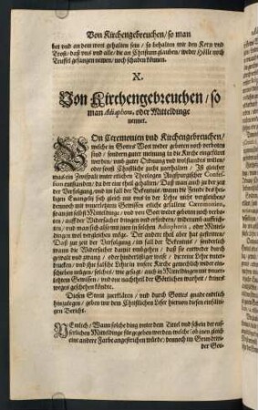 "X. Von Kirchengebreuchen / so man Adiaphora oder Mitteldinge nennet"