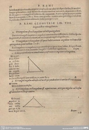 P. Rami Geometriae Lib. VIII. degeneribus triangulorum.