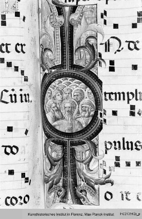 Antiphonar? : Historisierte Initiale I mit Heiligen