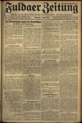 Ausgabe vom Samstag, den 01. April 1933.