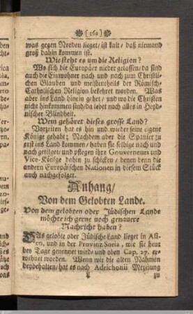 Anhang: Von dem Gelobten Lande.