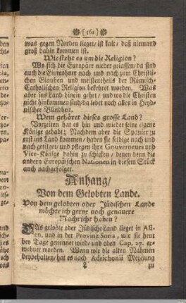 Anhang: Von dem Gelobten Lande.