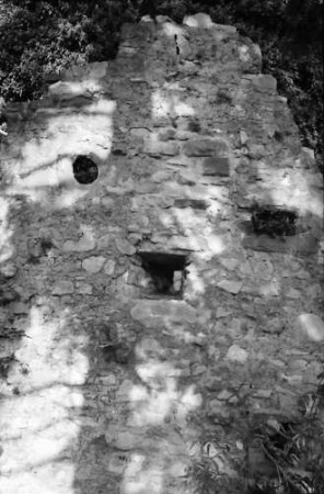 Rötteln: Mauer mit Gesicht an der Burgruine