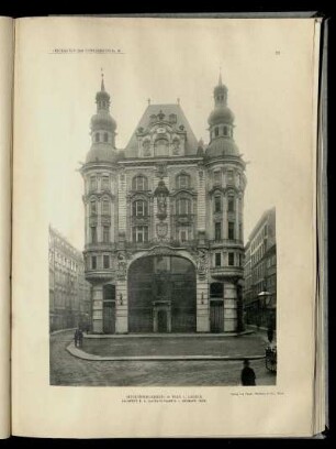 "Regensburgerhof" in Wien, I., Lugeck. Architekt: K. K. Baurath Franz R. v. Neumann.