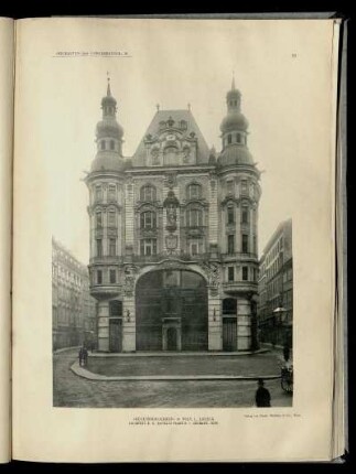 "Regensburgerhof" in Wien, I., Lugeck. Architekt: K. K. Baurath Franz R. v. Neumann.