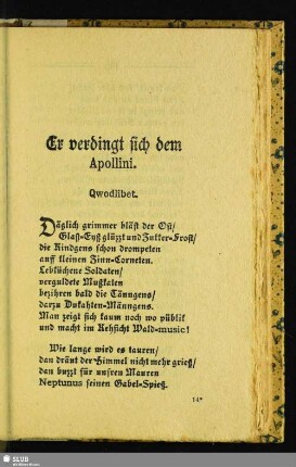 Er verdingt sich dem Apollini