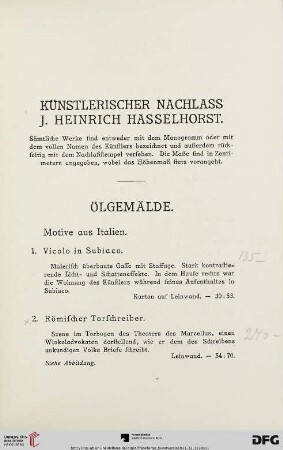 Ölgemälde (Nr. 1-31)