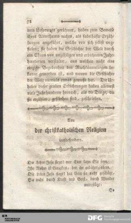 Von der christkatholischen Religion insbesondere.