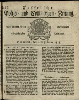 Nr. 15, Sonnabend, den 21sten Februar 1818