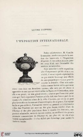 2. Pér. 32.1885: Lettre d'Anvers : l'exposition internationale