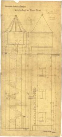 Billing, Hermann; Diedesheim - Neckarelz; Portland - Zementwerke - Wasserturm (Schnitt; Querschnitt; Ansicht)