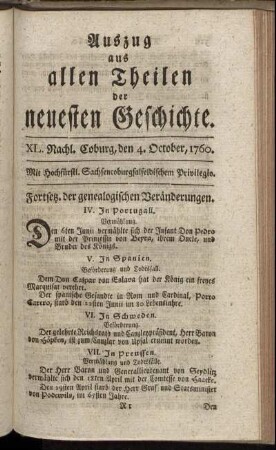 XL. Nachl. Coburg, den 4. October. 1760.