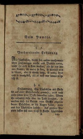 §. 1. [Vom Puncte] - §. 109. [Von ebnen Flaechen]