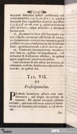 Tit. VII. De Præscriptionibus.