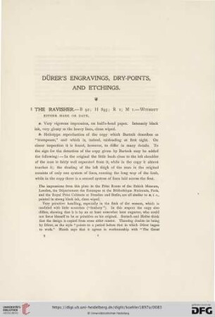 Dürer's engravings, dry-points, and etchings