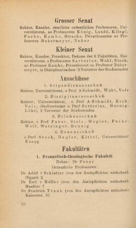 10-18, Fakultäten