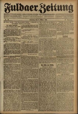 Erste Ausgabe vom Samstag, den 02. März 1918.